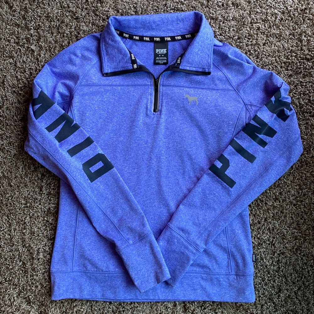 Used VS Pink brand partial zip long-sleeve athletic shirt